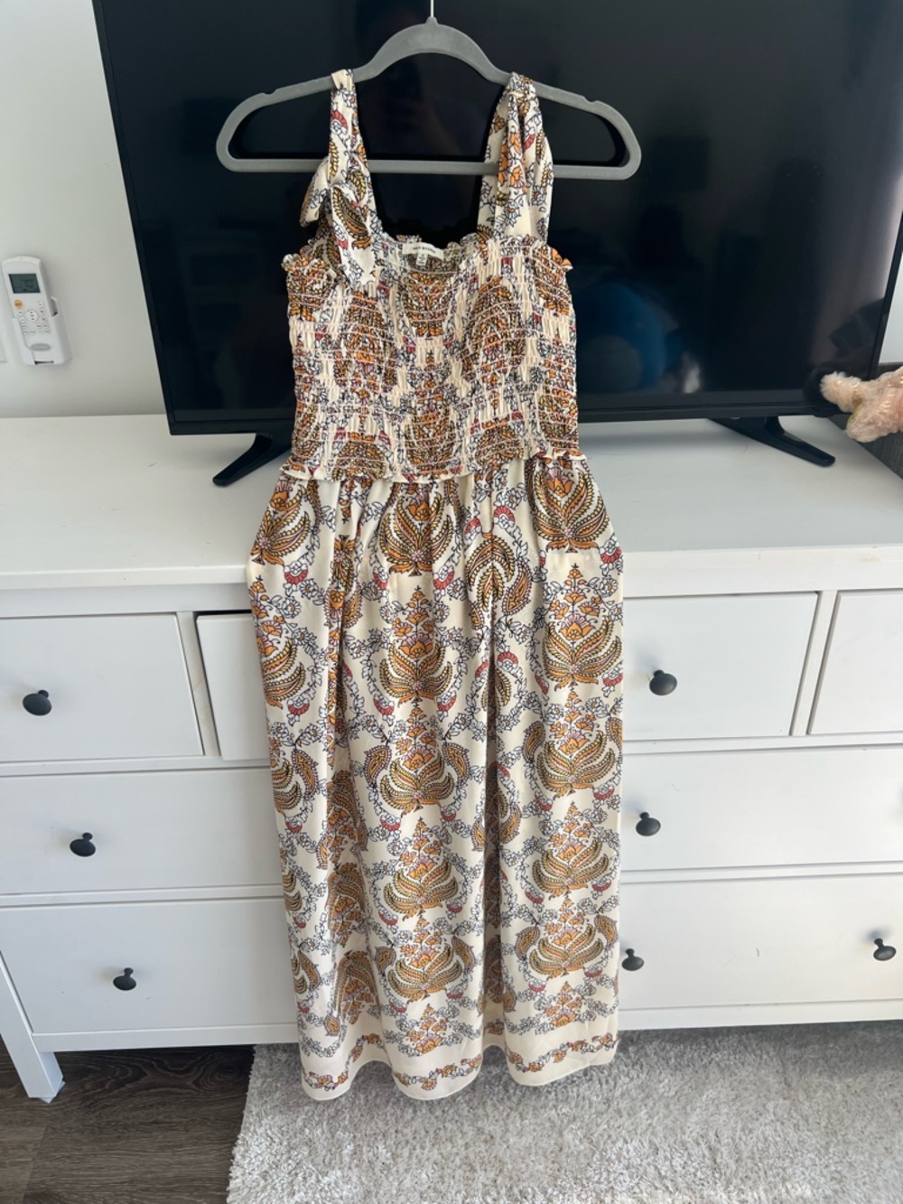 Max Studio Cream Floral Paisley Maxi Dress